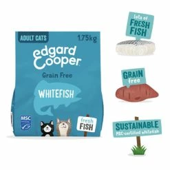Edgard & Cooper Grain Free Whitefish Dry Adult Cat Food -Cat shop 01B EdgardCooper ECommContent OptimisedKeyBenefits AdultWhitefishDry 1.75kg y89kv5