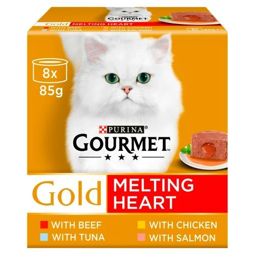 Gourmet Gold Melting Heart Meat & Fish Multipack Adult Cat Food 3 Gourmet Gold Melting Heart Meat & Fish Multipack Adult Cat Food