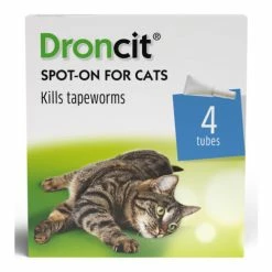 Vetoquinol Droncit Spot On Tapewormer Wormer For Cats 9 Vetoquinol Droncit Spot On Tapewormer Wormer For Cats -Cat shop Droncit Spot On Pack Shot 4 Tubes Front xhfi90