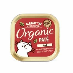 Lily's Kitchen Lilys Kitchen Beef Organic Pate Complete Wet Cat Food -Cat shop LK Cat Pate Organic Beef Front3Qtr EAN5060184243346 it2dh3