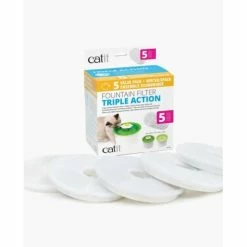 Catit Stainless Steel Flower Water Fountain For Cats -Cat shop triple action filter 5pack 1 570x708 boo0md